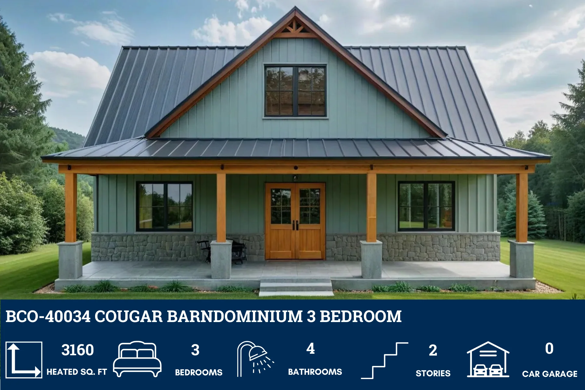 BCO-40034 Cougar Barndominium House Plan - Image 2