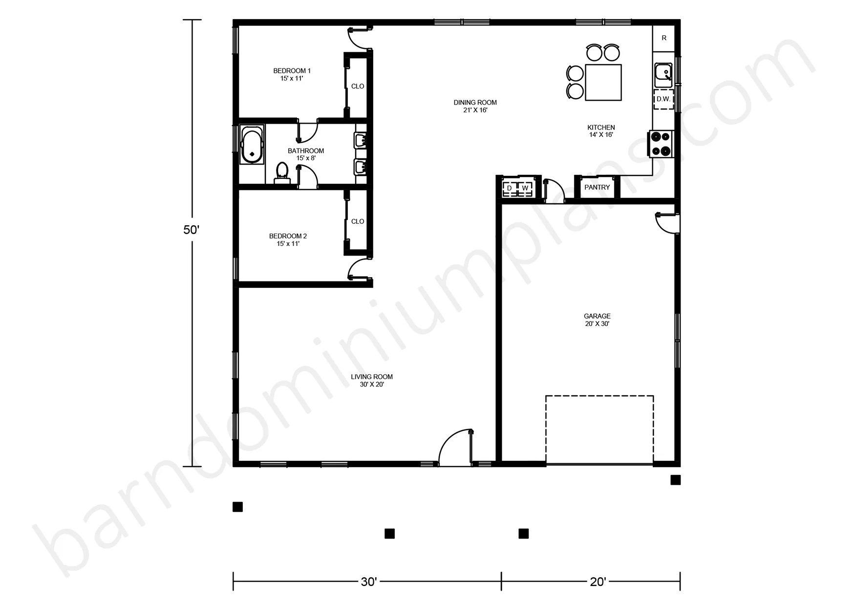 BCO-40071 Barndominium House Plan - Image 3
