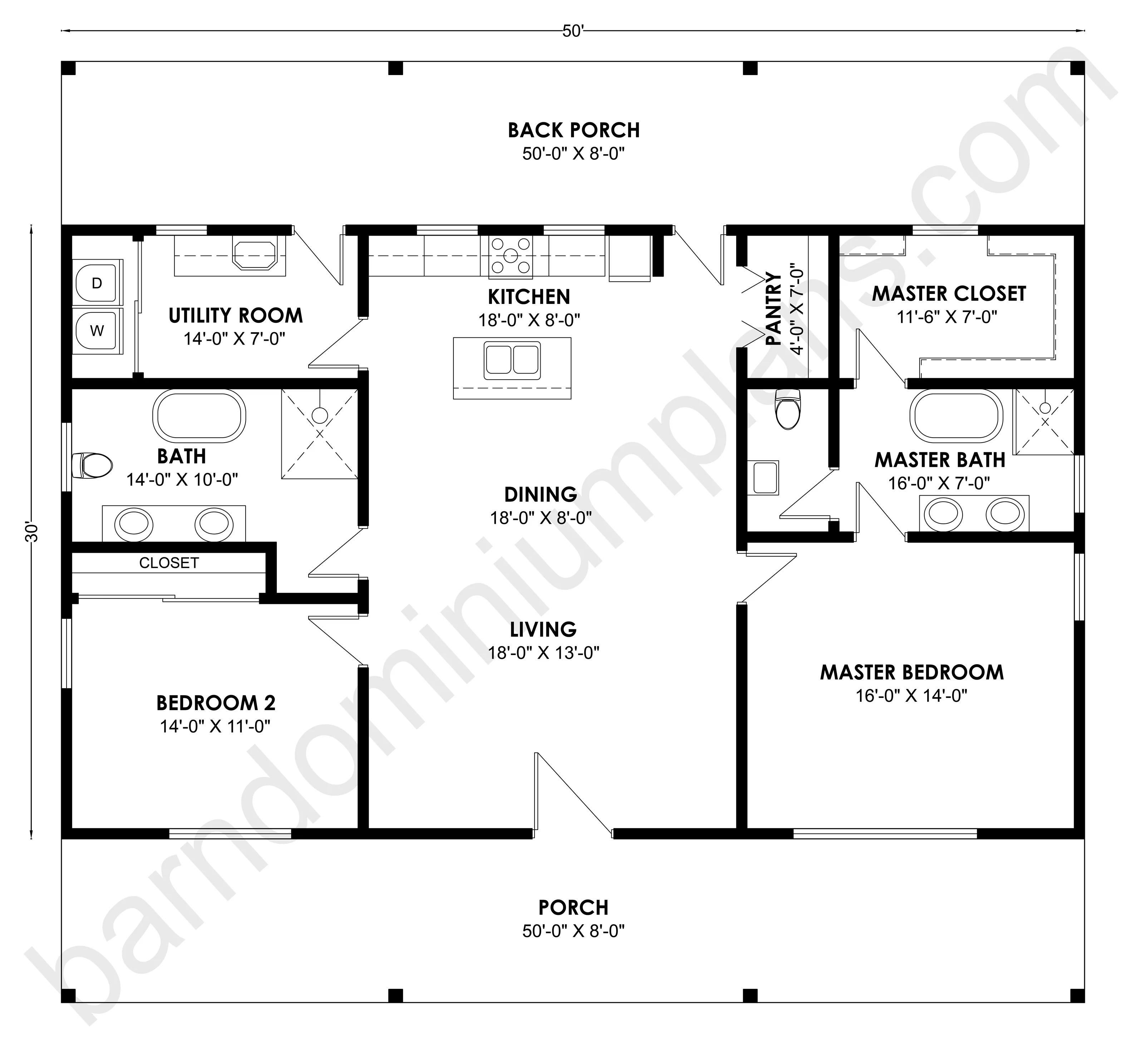 BCO-40145 Barndominium House Plan - Image 3