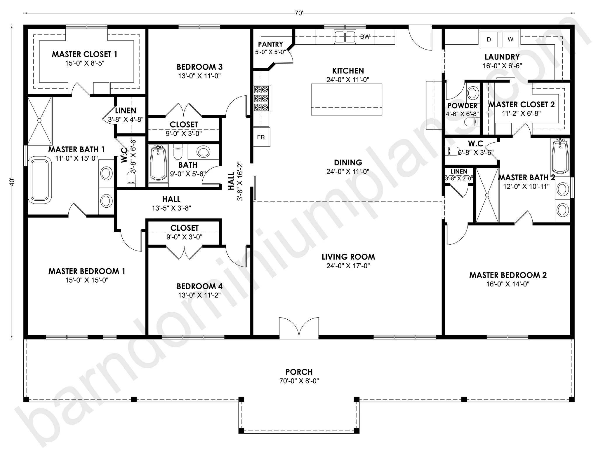BCO-40216 Barndominium House Plan - Image 3