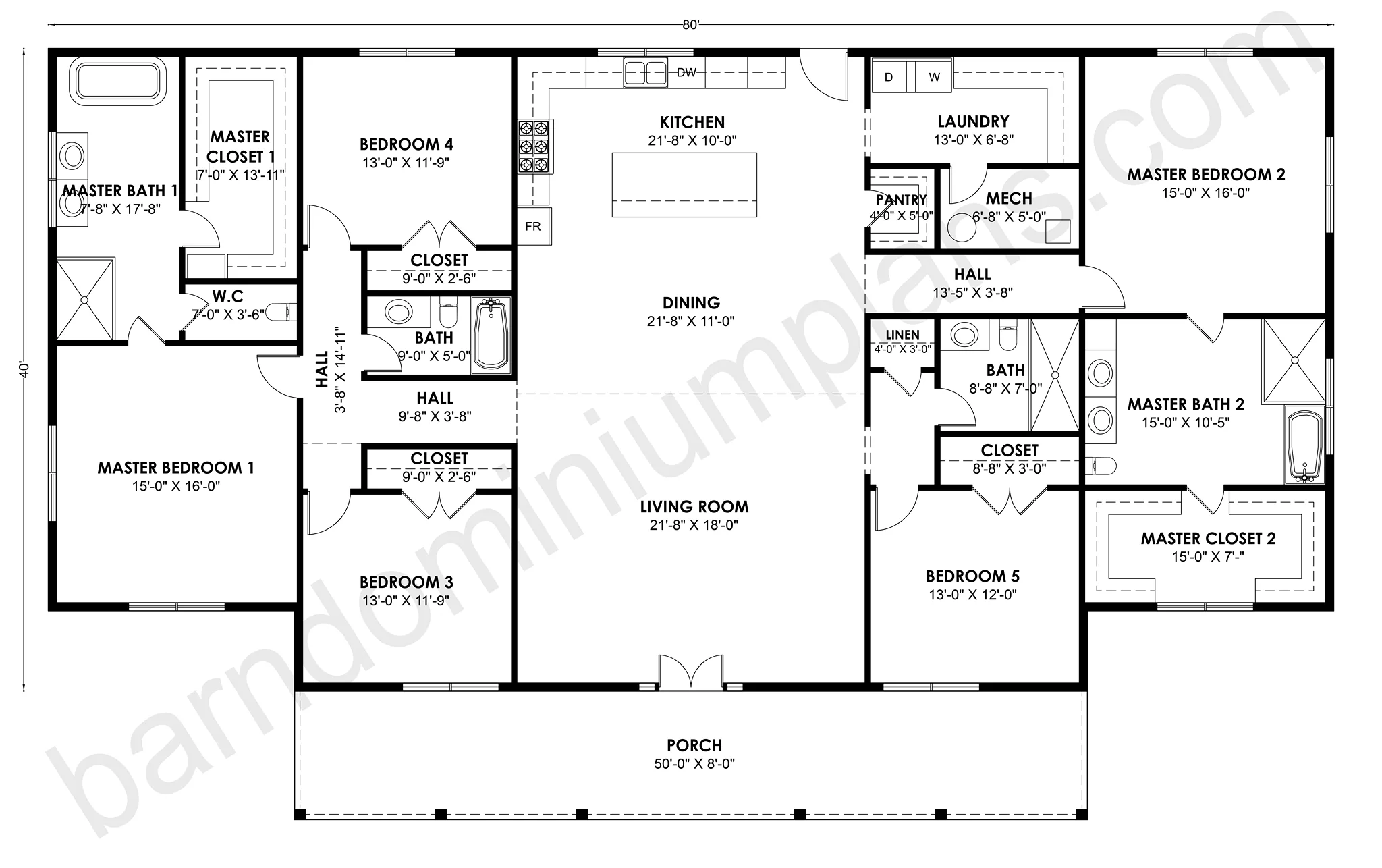 BCO-40221 Barndominium House Plan - Image 3