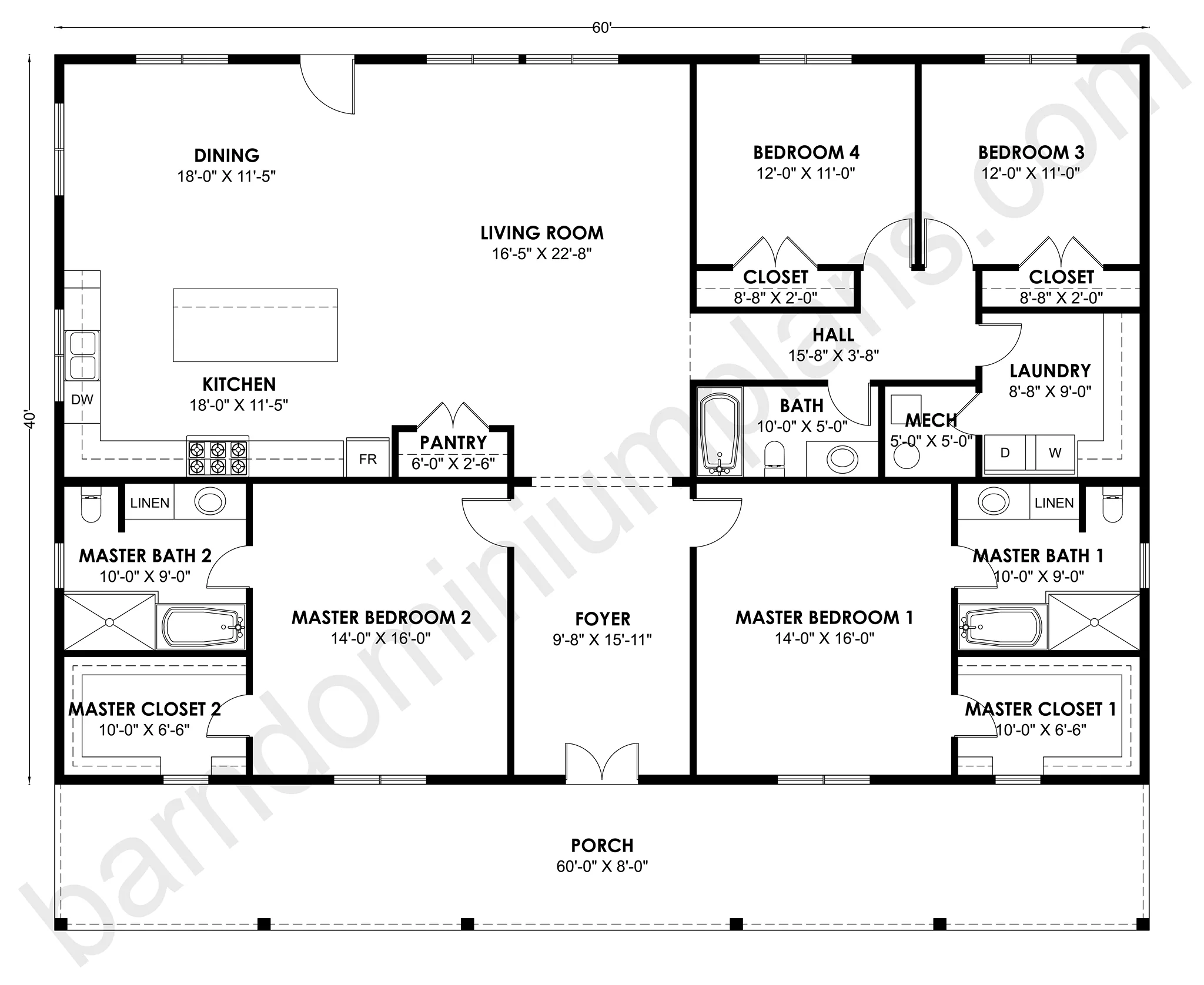 BCO-40223 Barndominium House Plan - Image 3
