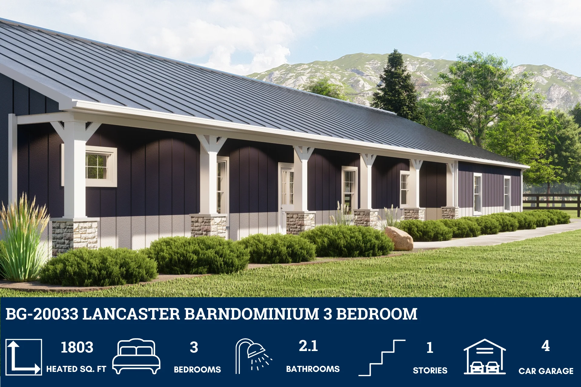 BG-20033 Lancaster Barndominium House Plan - Image 2