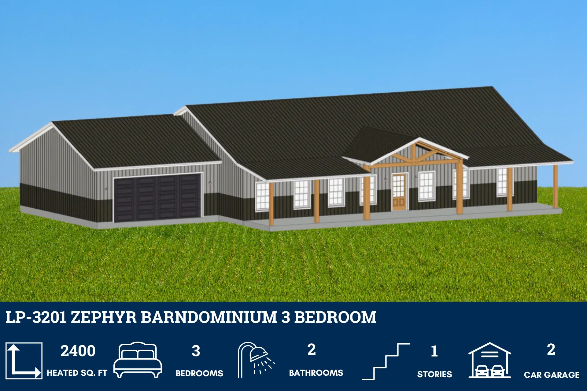 LP-3201 Zephyr Barndominium House Plan - Image 8