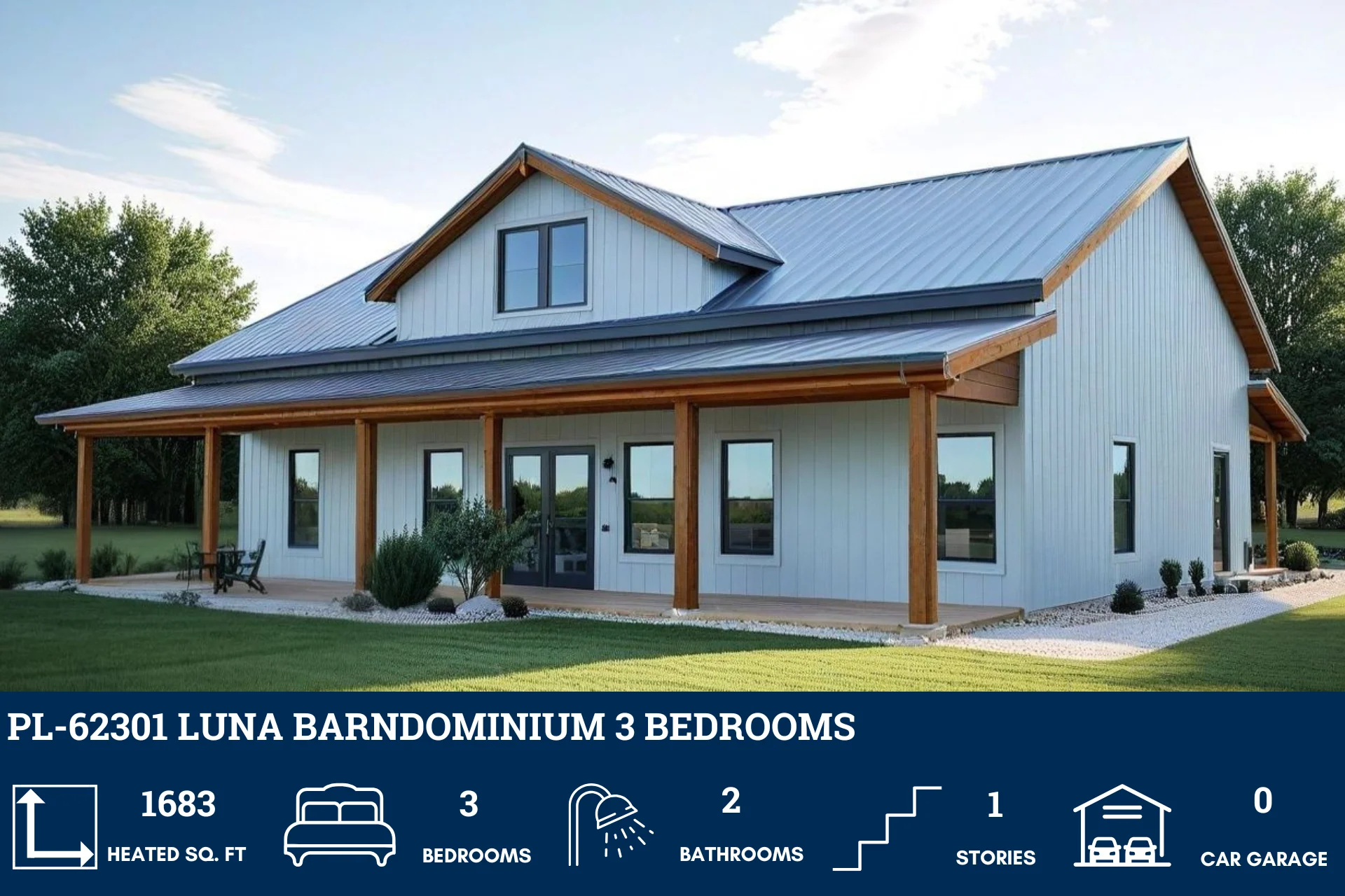 PL-62301 Luna Barndominium House Plan - Image 5