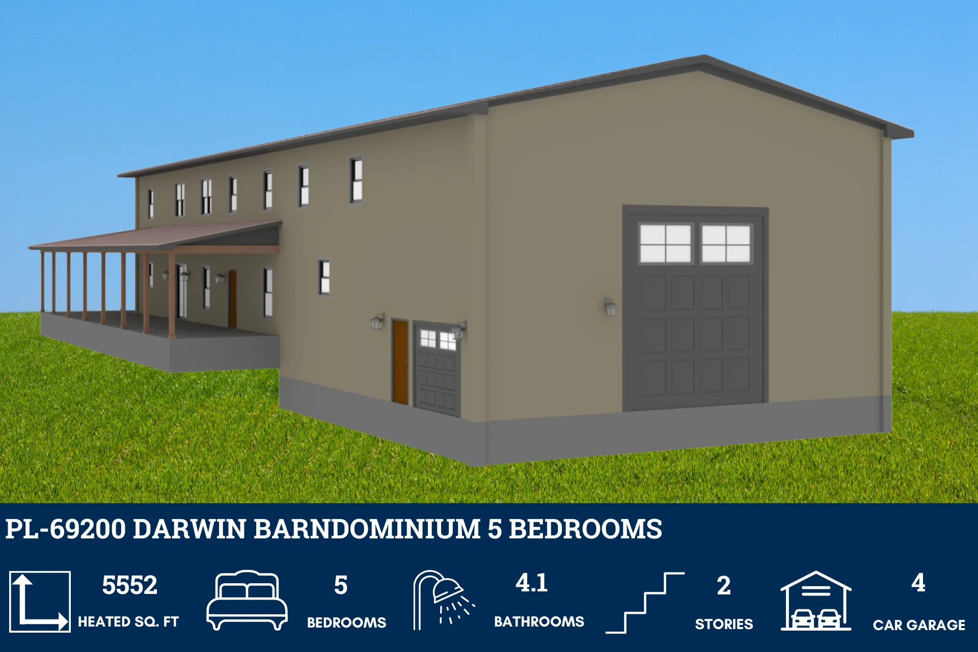 PL-69200 Darwin Barndominium House Plan - Image 2